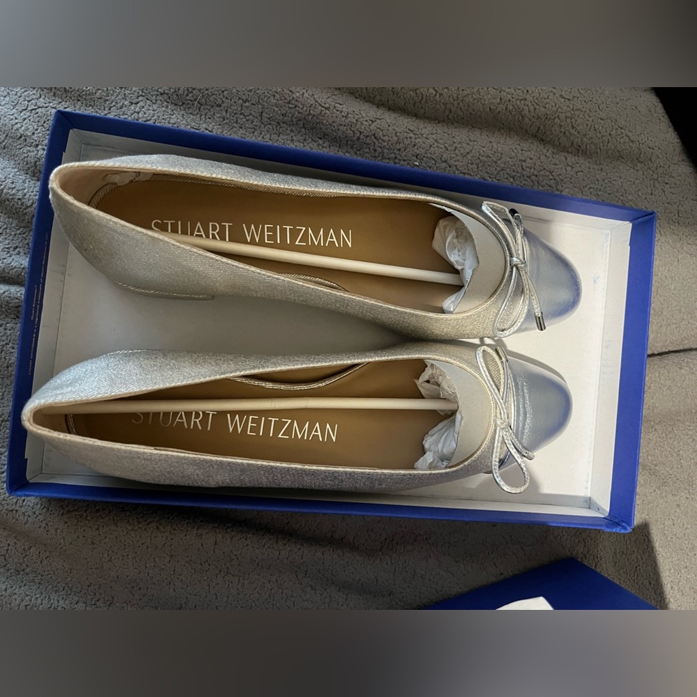 Stuart Weitzman zilver flat slipper shoes woman’s size 6.5